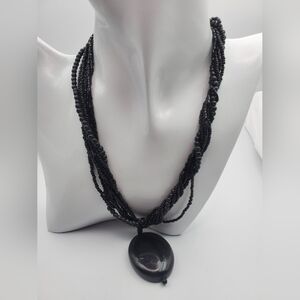Jasper onyx seed beaded festival necklace‎ N1436
